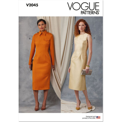 Vogue Pattern V2045 Misses Dress with Collar and Sleeve Variations 2045 Image 1 From Patternsandplains.com