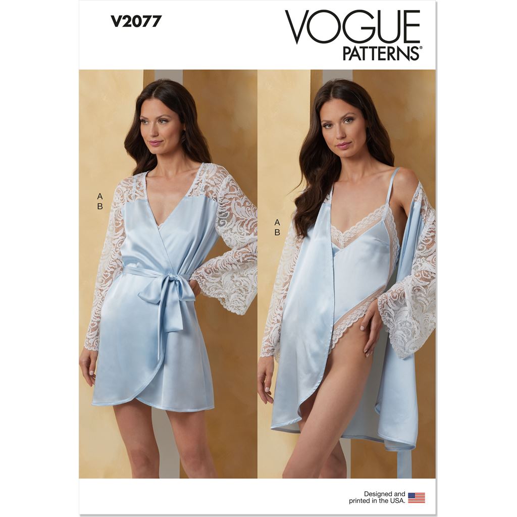 Vogue Pattern V2077 Misses Robe with Belt and Teddy 2077 Image 1 From Patternsandplains.com