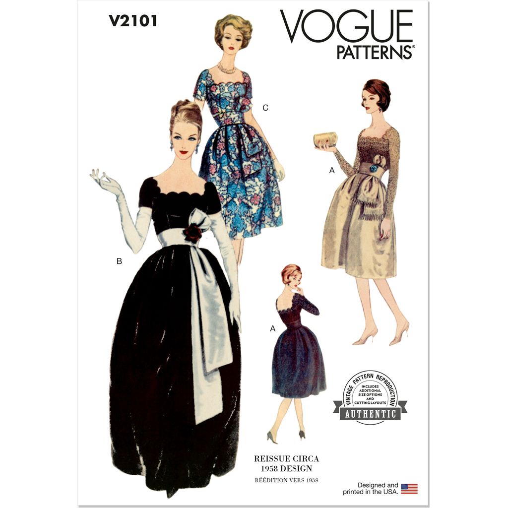Vogue Pattern V2101 Misses Dress with Belt and Sash 2101 Image 1 From Patternsandplains.com