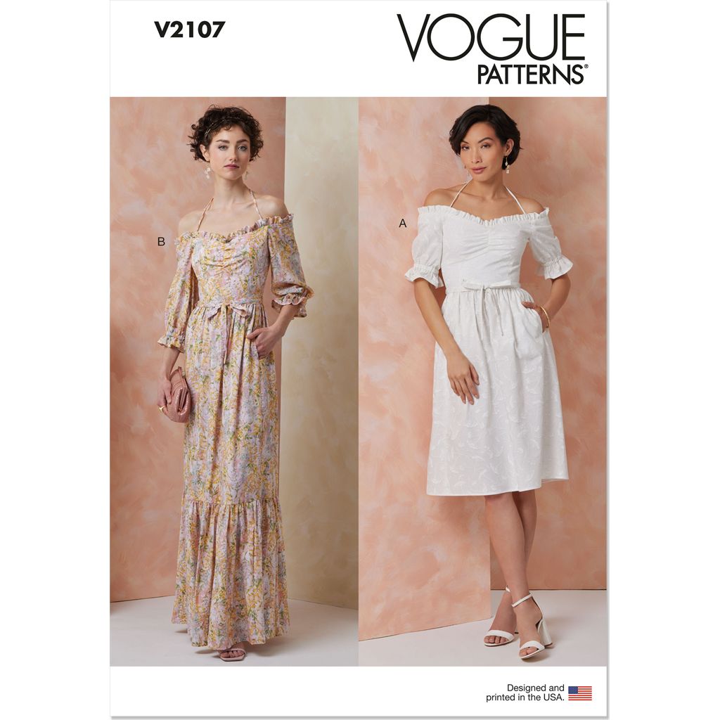 Vogue Pattern V2107 Misses Dress in Two Lengths with Tie Belt 2107 Image 1 From Patternsandplains.com