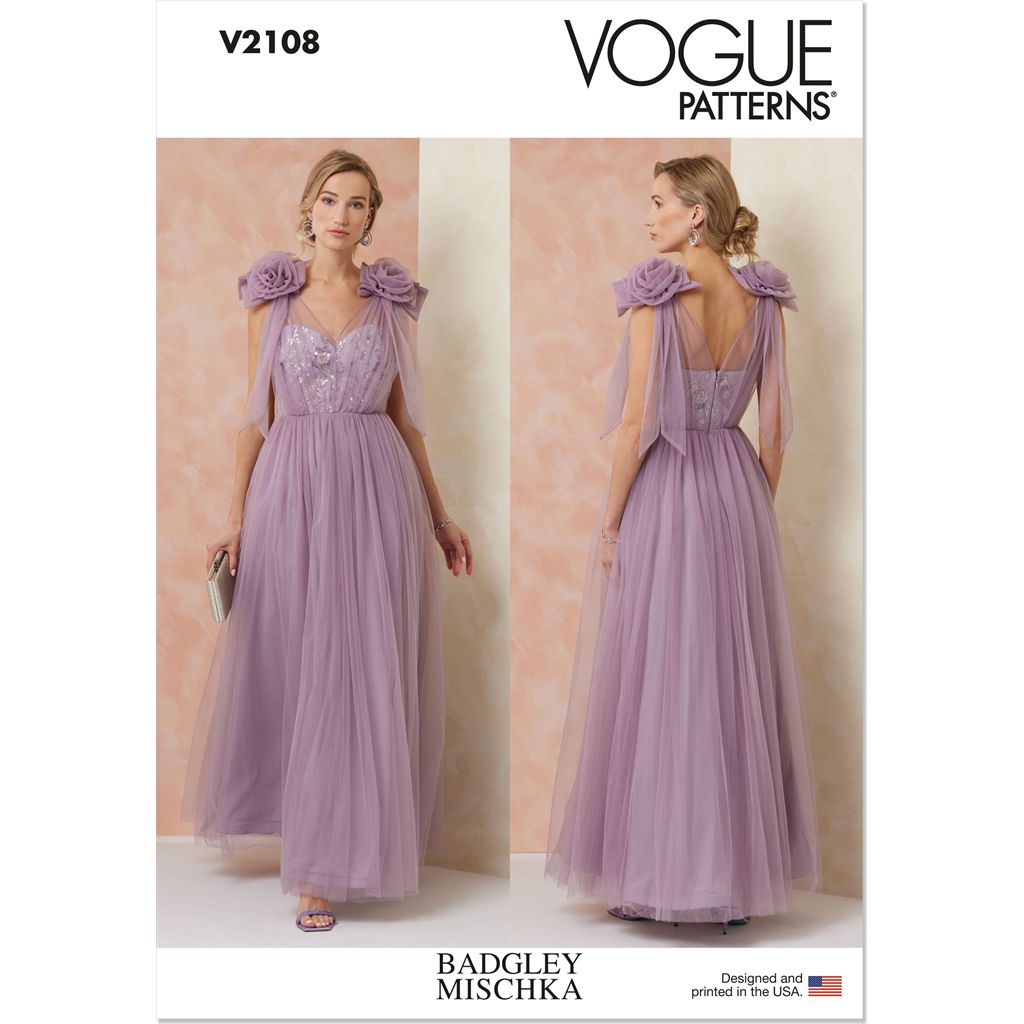 Vogue Pattern V2108 Misses Gown by Badgley Mischka 2108 Image 1 From Patternsandplains.com