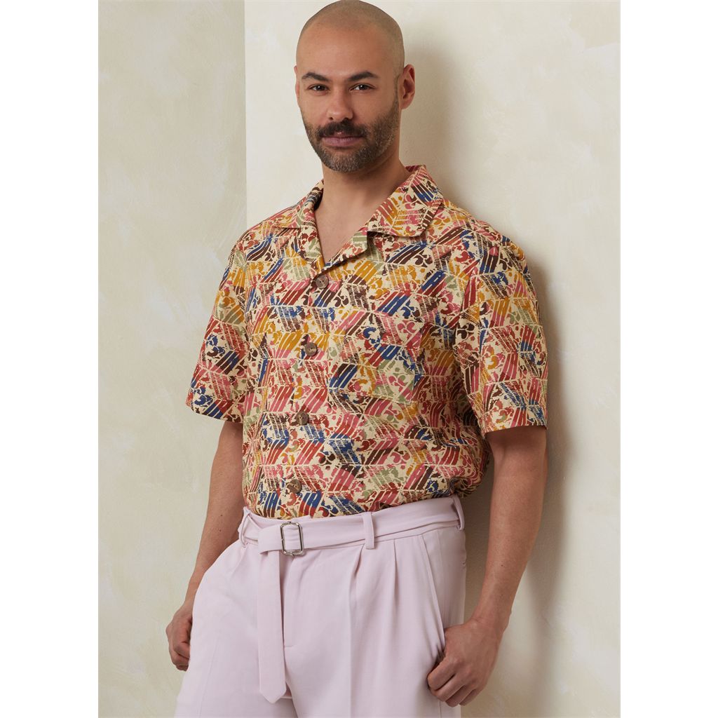 Vogue Pattern V2120 Mens Shirt with Sleeve Variations Shorts Pants and Belt 2120 Image 2 From Patternsandplains.com