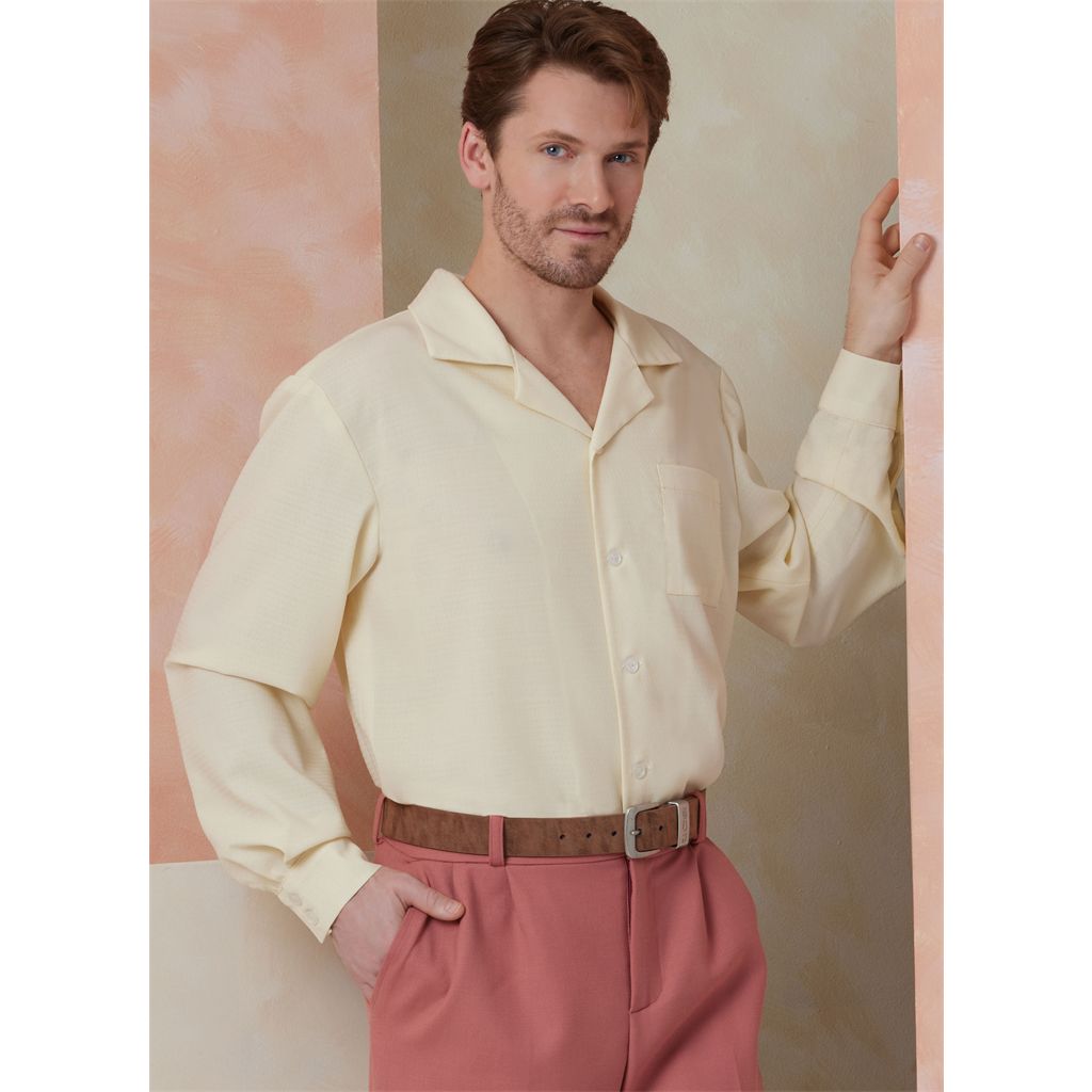 Vogue Pattern V2120 Mens Shirt with Sleeve Variations Shorts Pants and Belt 2120 Image 3 From Patternsandplains.com