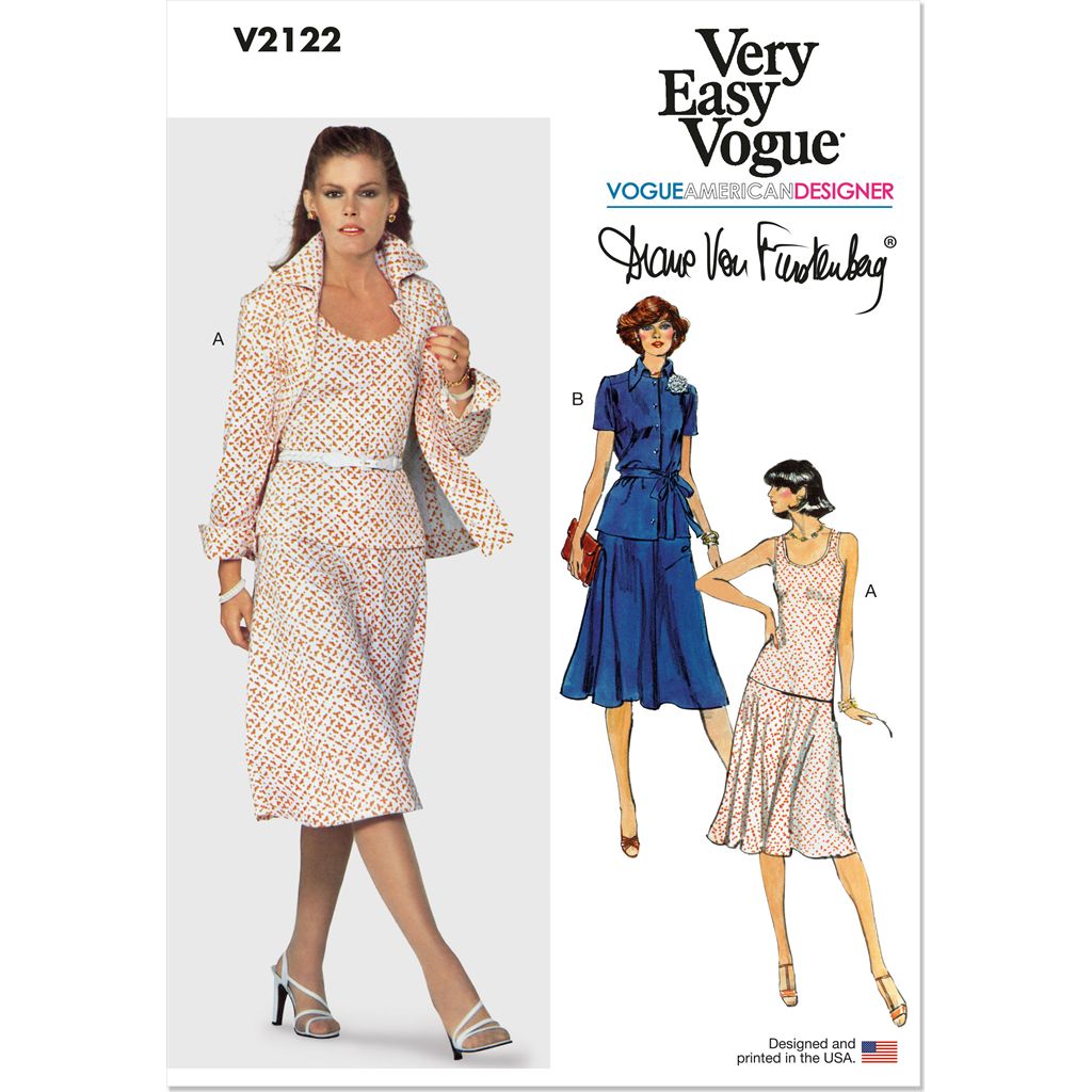 Vogue Pattern V2122 Misses Knit Jacket Belt Skirt and Top by Diane von Furstenberg 2122 Image 1 From Patternsandplains.com