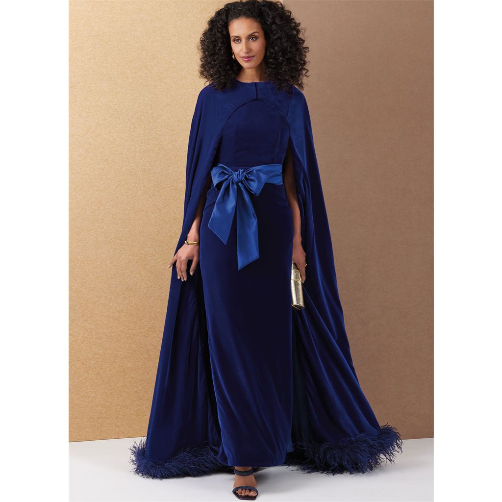 Vogue Pattern V2132 Misses Full Length Cape and Dress with Sash 2132 Image 2 From Patternsandplains.com