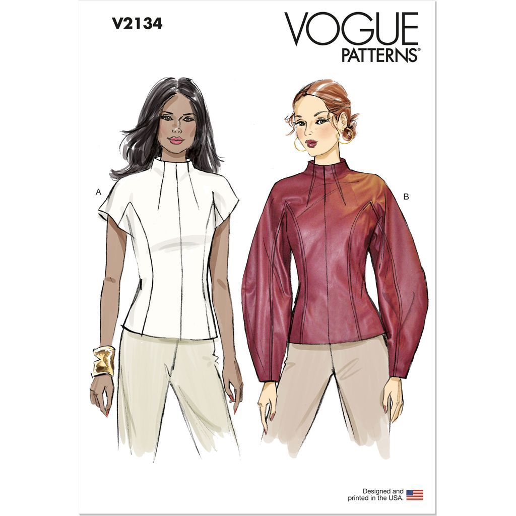 Vogue Pattern V2134 Misses and Miss Petite Top with Sleeve Variations 2134 Image 1 From Patternsandplains.com