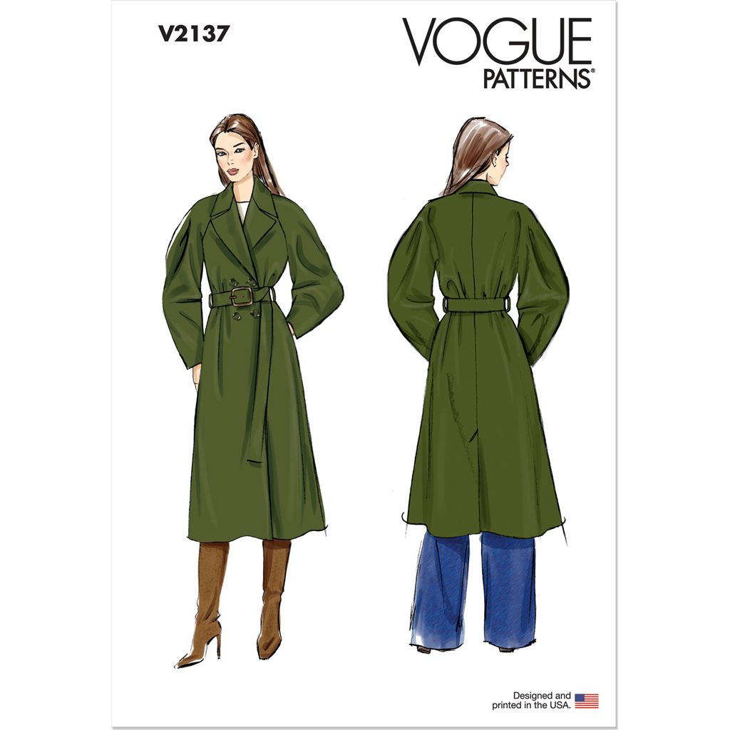 Vogue Pattern V2137 Misses Trench Coat and Belt 2137 Image 1 From Patternsandplains.com