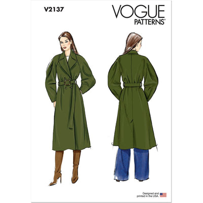 Vogue Pattern V2137 Misses Trench Coat and Belt 2137 Image 1 From Patternsandplains.com