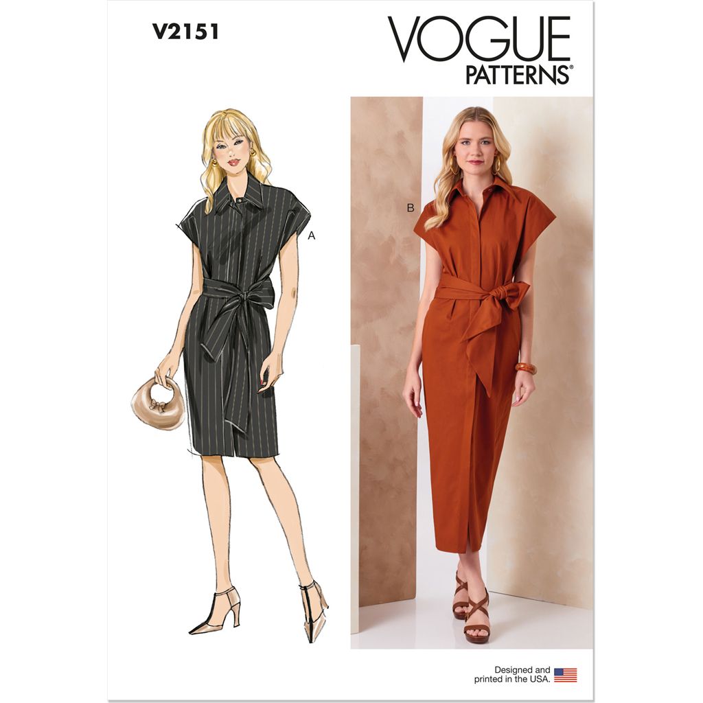 Vogue Pattern V2151 Misses Shirtdress in Two Lengths and Sash 2151 Image 1 From Patternsandplains.com