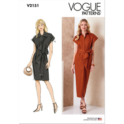 Vogue Pattern V2151 Misses Shirtdress in Two Lengths and Sash 2151 Image 1 From Patternsandplains.com