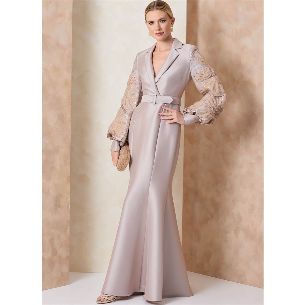 Vogue Pattern V2153 Misses Evening Gown with Embellished Sleeves and Belt by Badgley Mischka 2153 Image 2 From Patternsandplains.com
