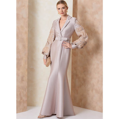 Vogue Pattern V2153 Misses Evening Gown with Embellished Sleeves and Belt by Badgley Mischka 2153 Image 2 From Patternsandplains.com