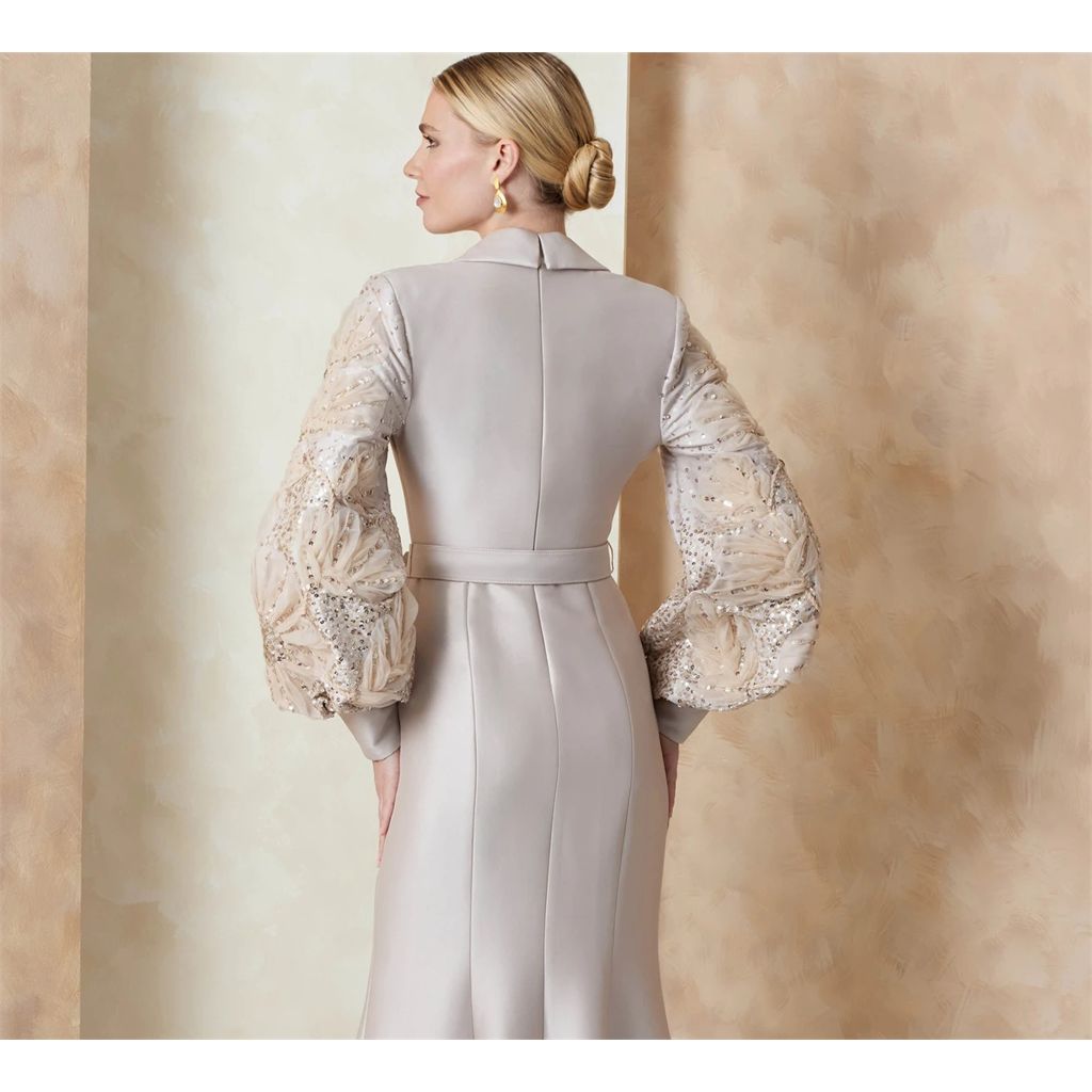 Vogue Pattern V2153 Misses Evening Gown with Embellished Sleeves and Belt by Badgley Mischka 2153 Image 3 From Patternsandplains.com