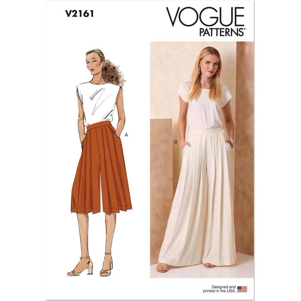 Vogue Pattern V2161 Misses Pleated High Waist Pants in Two Lengths 2161 Image 1 From Patternsandplains.com