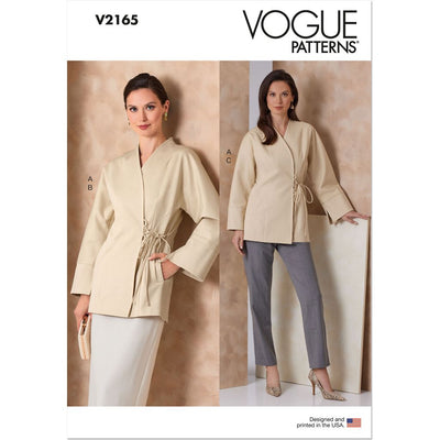 Vogue Pattern V2165 Misses Wrap Jacket Slim Midi Skirt and Straight Leg Pants 2165 Image 1 From Patternsandplains.com