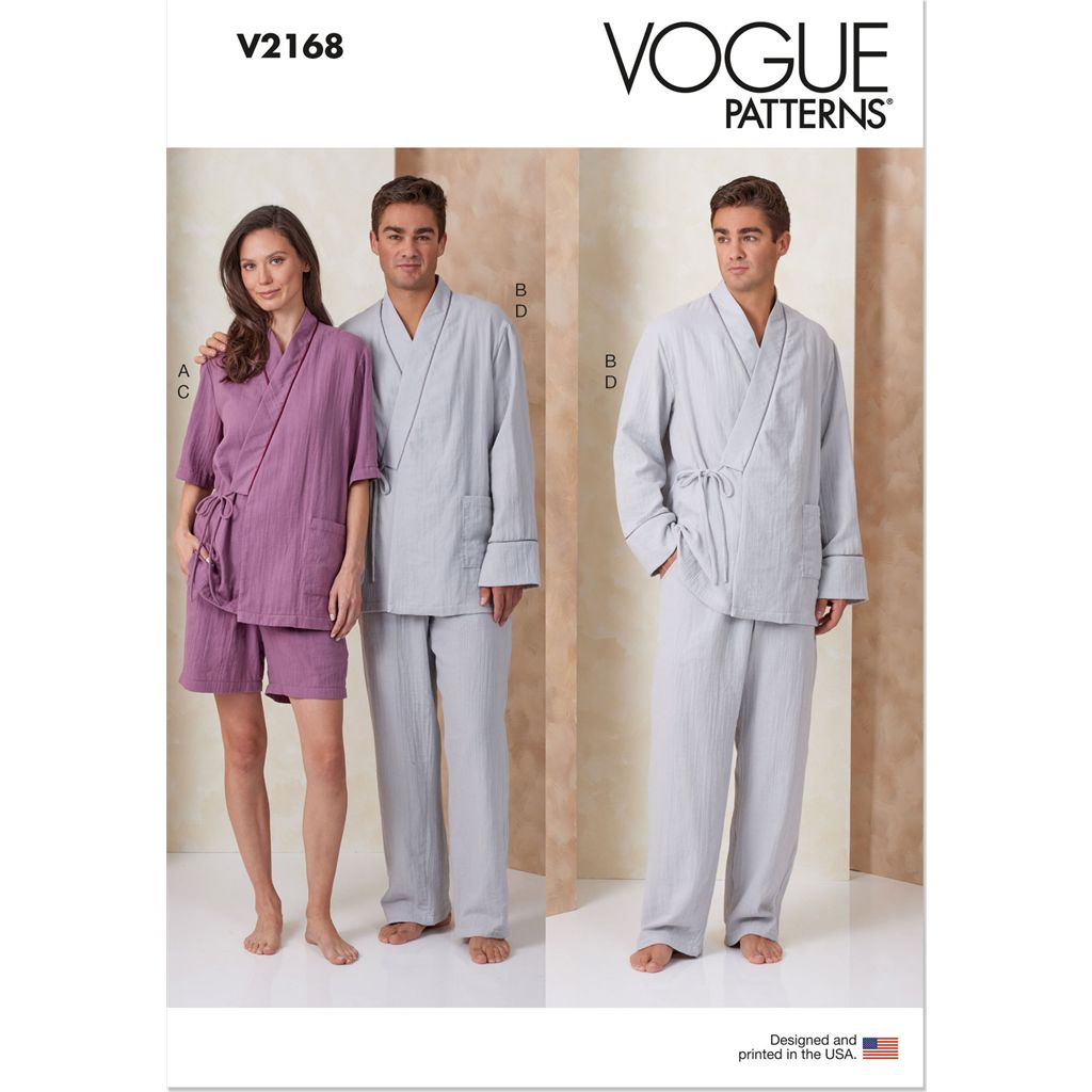 Vogue Pattern V2168 Unisex Robe Pajama Pants and Shorts 2168 Image 1 From Patternsandplains.com