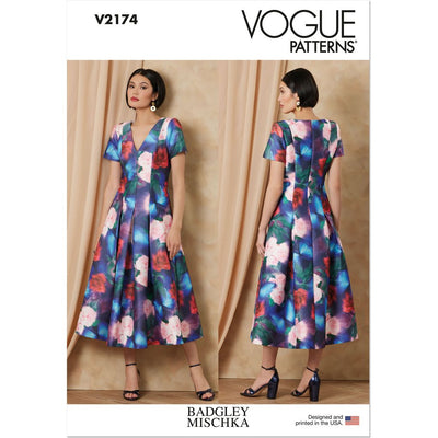 Vogue Pattern V2174 Misses Fit And Flare Midi Dress by Badgley Mischka 2174 Image 1 From Patternsandplains.com