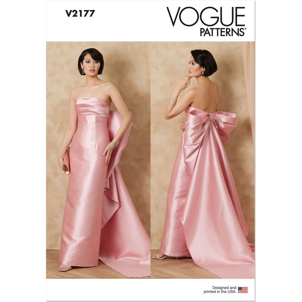 Vogue Pattern V2177 Misses Strapless Column Gown With Back Bow 2177 Image 1 From Patternsandplains.com