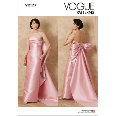 Vogue Pattern V2177 Misses Strapless Column Gown With Back Bow 2177 Image 1 From Patternsandplains.com