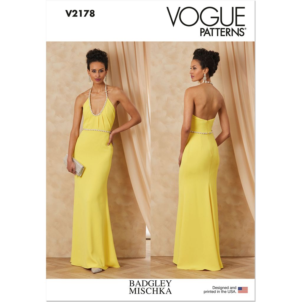 Vogue Pattern V2178 Misses Halter Gown by Badgley Mischka 2178 Image 1 From Patternsandplains.com