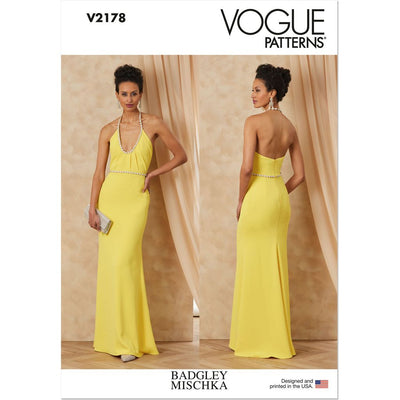 Vogue Pattern V2178 Misses Halter Gown by Badgley Mischka 2178 Image 1 From Patternsandplains.com