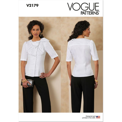 Vogue Pattern V2179 Misses and Miss Petite Bow Blouse With Sleeve Variations 2179 Image 1 From Patternsandplains.com