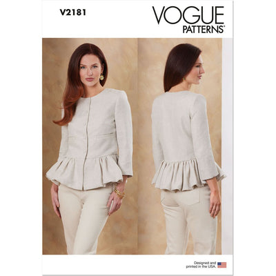 Vogue Pattern V2181 Misses Peplum Jacket 2181 Image 1 From Patternsandplains.com