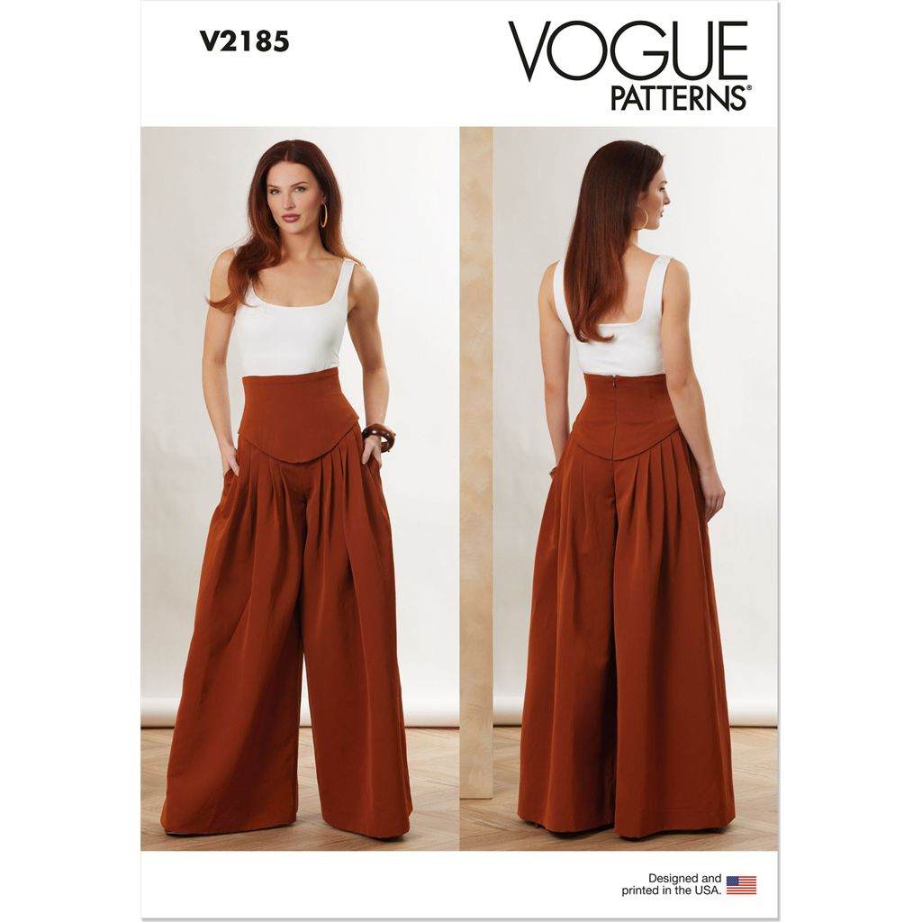 Vogue Pattern V2185 Misses Basque Waist Pleated Pants 2185 Image 1 From Patternsandplains.com