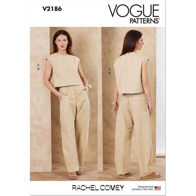 Vogue Pattern V2186 Misses Relaxed Crop Top and Slouchy Pants by Rachel Comey 2186 Image 1 From Patternsandplains.com