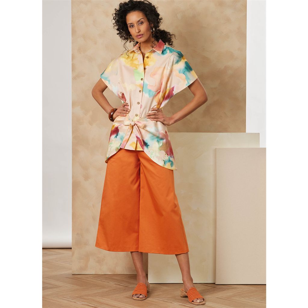 Vogue Pattern V2187 Misses Wrap Front Shirt And Wide Leg Pants 2187 Image 3 From Patternsandplains.com