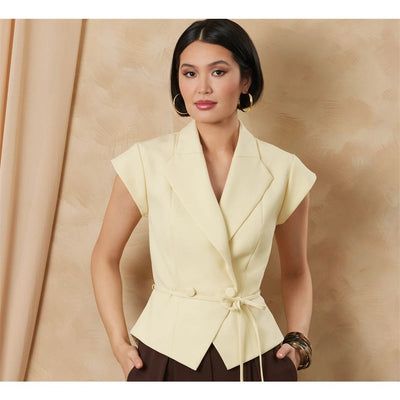 Vogue Pattern V2188 Misses Structured Top With Tie Belt Shorts And Pants 2188 Image 3 From Patternsandplains.com