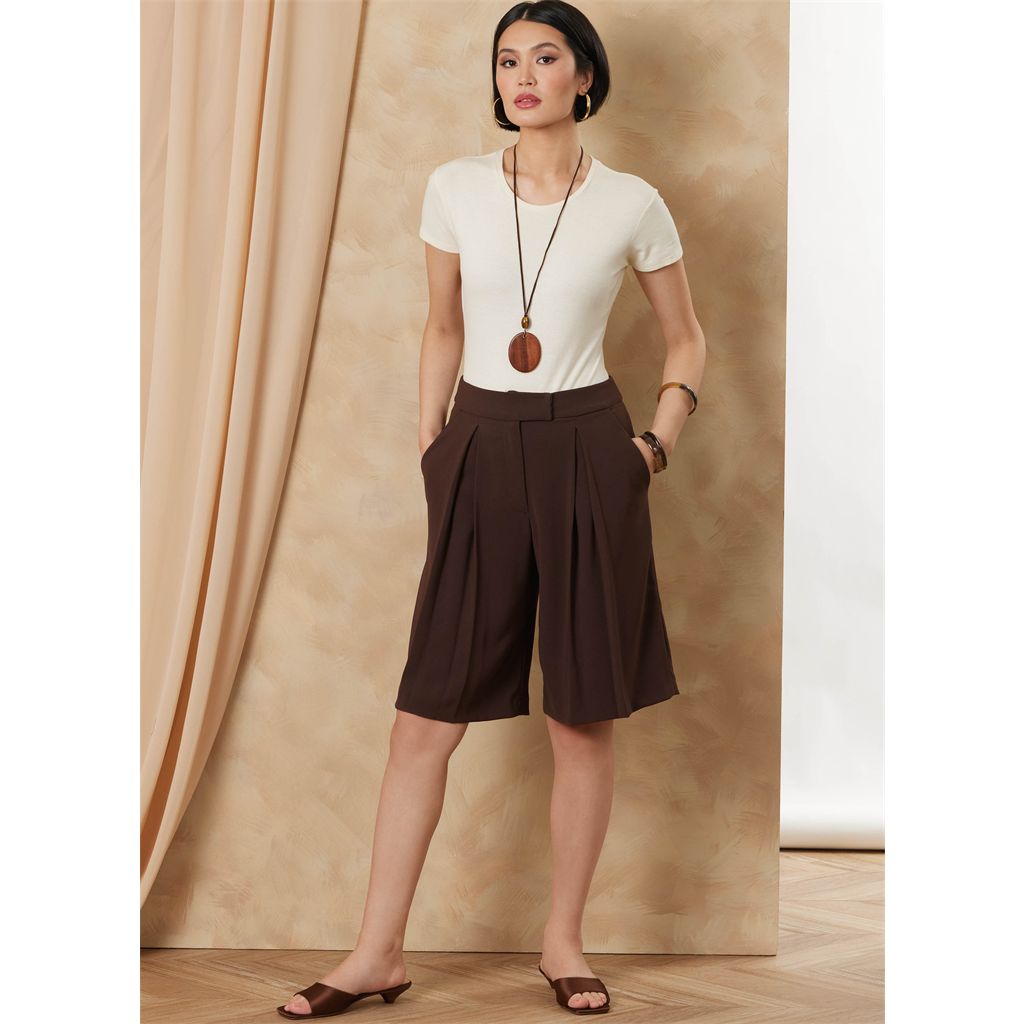 Vogue Pattern V2188 Misses Structured Top With Tie Belt Shorts And Pants 2188 Image 5 From Patternsandplains.com