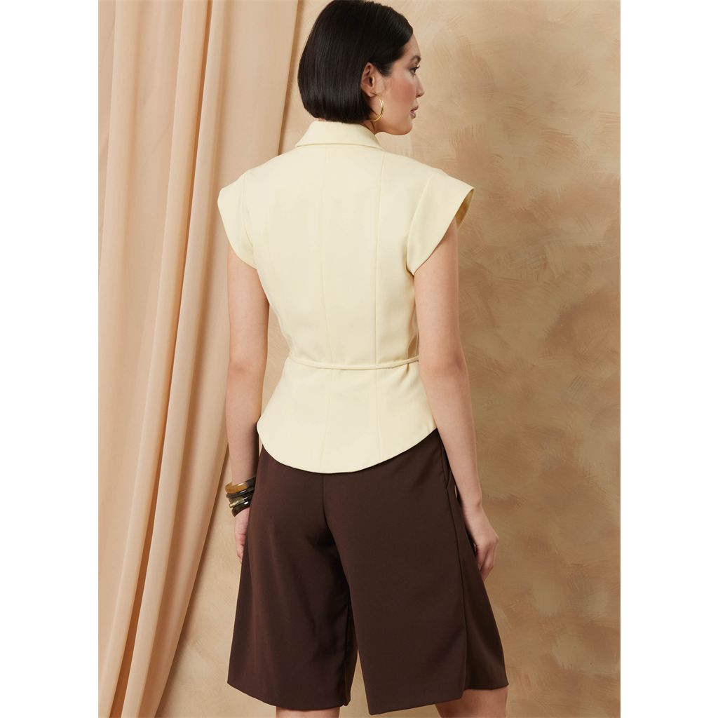 Vogue Pattern V2188 Misses Structured Top With Tie Belt Shorts And Pants 2188 Image 8 From Patternsandplains.com
