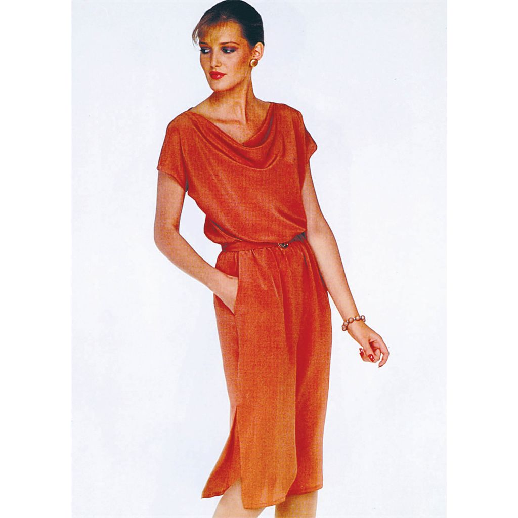Vogue Pattern V2191 1980s Misses Vintage Cowl Neck Dress and Belt by Diane Von Furstenberg 2191 Image 2 From Patternsandplains.com