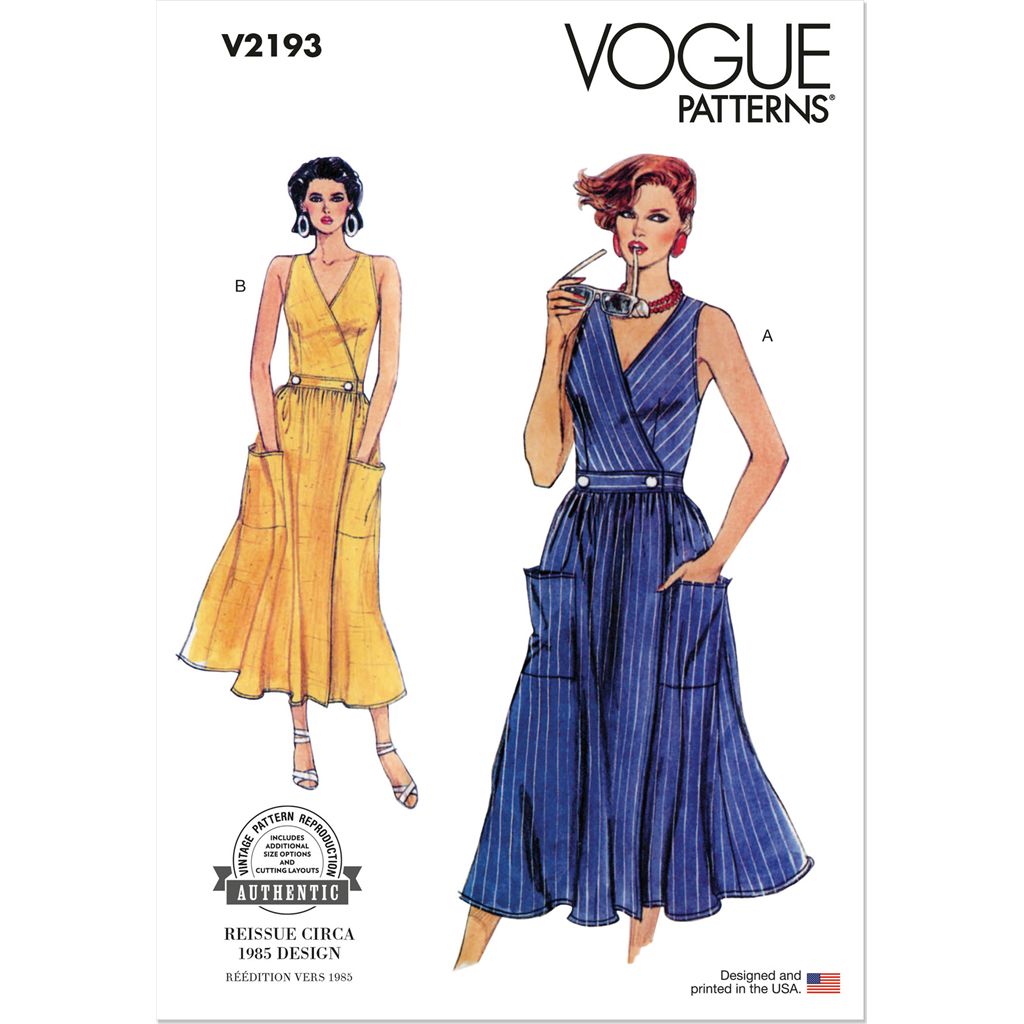 Vogue Pattern V2193 1980s Misses Vintage Wrap Dress 2193 Image 1 From Patternsandplains.com