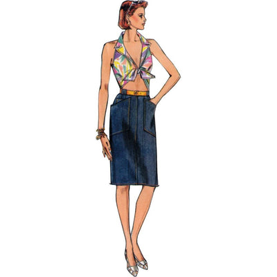 Vogue Pattern V2194 1980s Misses Vintage Straight Skirts 2194 Image 3 From Patternsandplains.com
