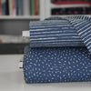 Arizona - Denim Blue Sketch Stripe, Single Jersey Cotton Elastane Print Fabric Group Image from Patternsandplains.com