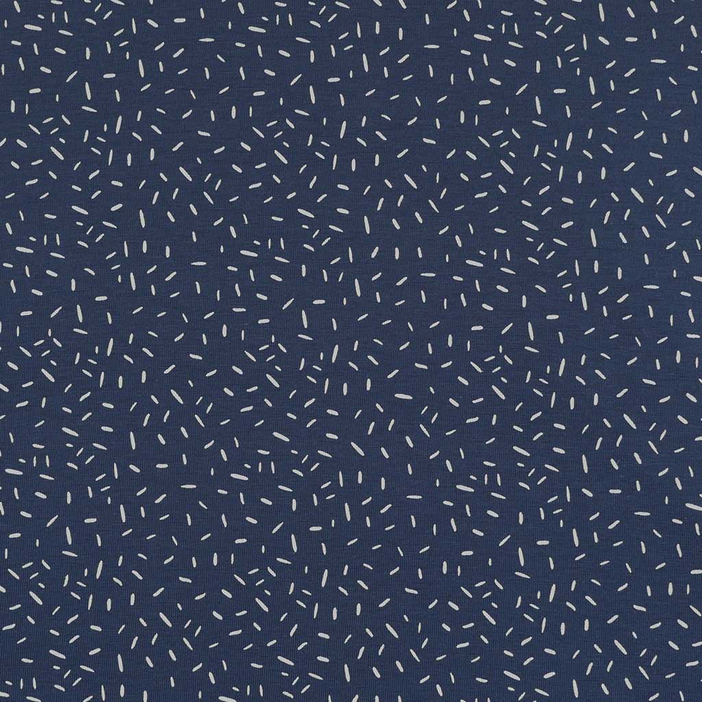 Arizona - Denim Blue Ticker Tape, Single Jersey Cotton Elastane Print Fabric Main Image from Patternsandplains.com