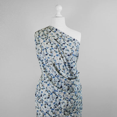 Arizona - Soft Blue Terrazzo Cotton Elastane Single Jersey Fabric Mannequin Wide Image from Patternsandplains.com