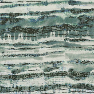 Aruba - Green Shoreline Stripe Viscose Crinkle Fabric Main Image from Patternsandplains.com