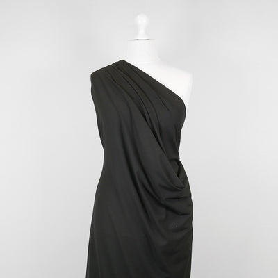 Camas - Black Viscose Elastane Single Jersey Fabric Mannequin Wide Image from Patternsandplains.com