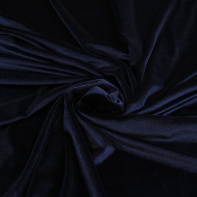 Carlotta Navy Stretch Panne Velvet Jersey Fabric from John Kaldor Detail Swirl Image from Patternsandplains.com