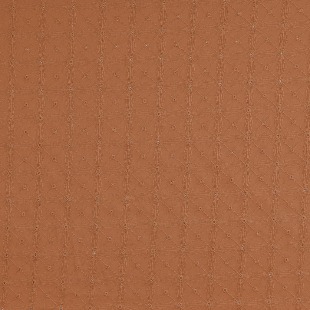Carolina - Dark Peach, Geometric Embroidered Cotton Woven Fabric Main Image from Patternsandplains.com