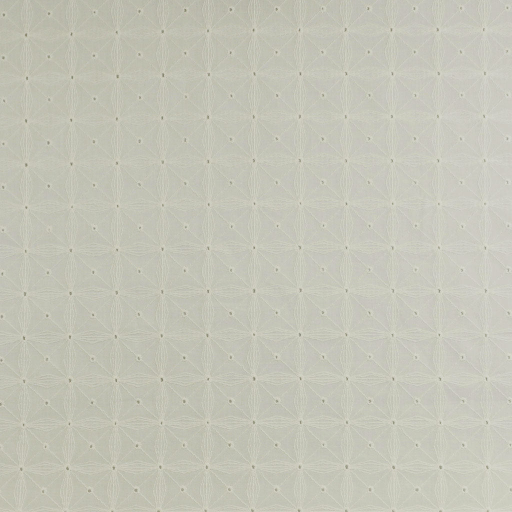 Carolina - Light Cream, Geometric Embroidered Cotton Woven Fabric Main Image from Patternsandplains.com