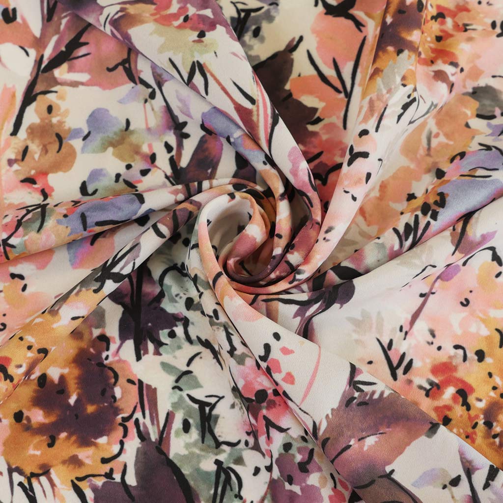 Crepe de Chine 5505 - Plum, Lupins Woven Fabric from John Kaldor Detail Swirl Image from Patternsandplains.com