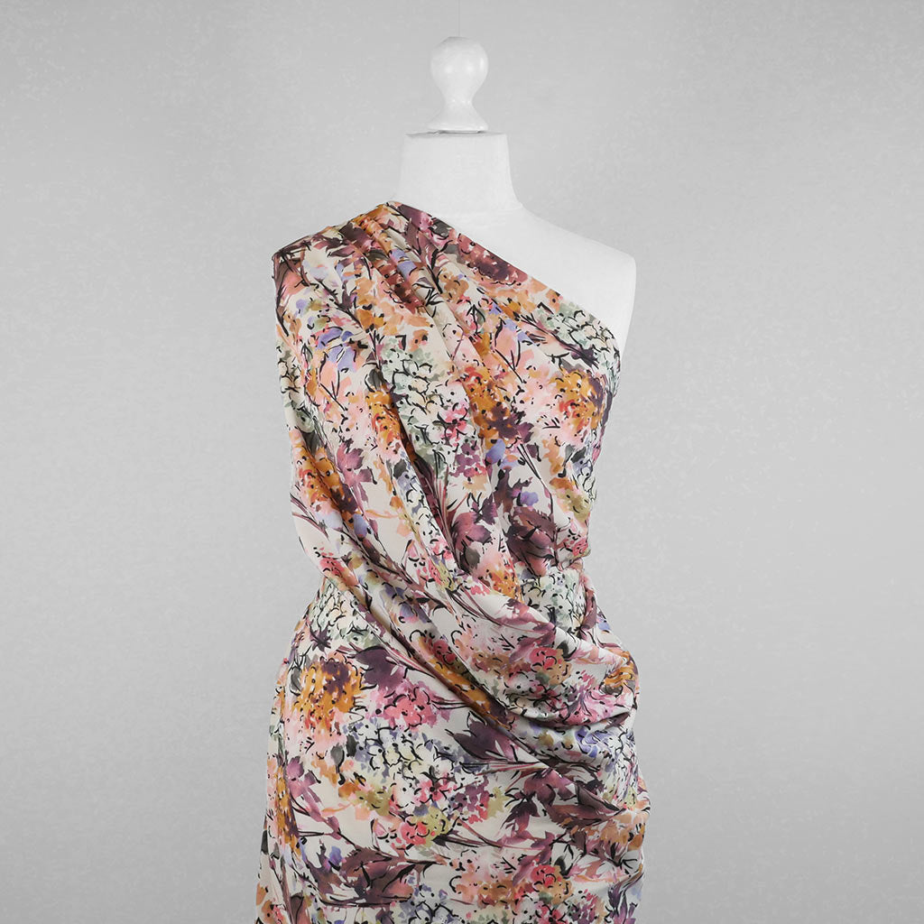 Crepe de Chine 5505 - Plum, Lupins Woven Fabric from John Kaldor Mannequin Wide Image from Patternsandplains.com