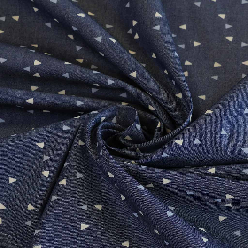 Denim Print Vice Versa Cotton Woven Fabric by Art Gallery Fabrics Detail Swirl Image from Patternsandplains.com