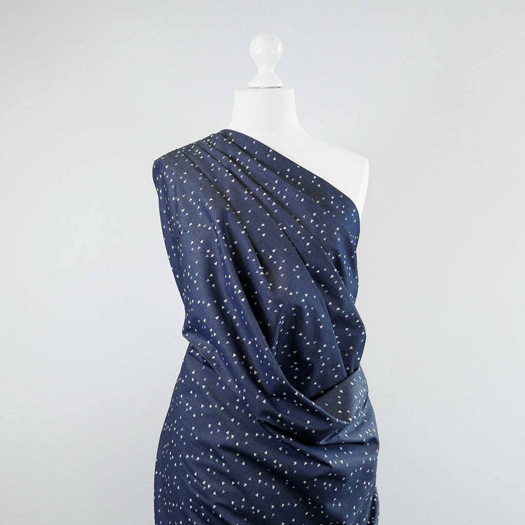 Denim Print Vice Versa Cotton Woven Fabric by Art Gallery Fabrics Mannequin Wide Image from Patternsandplains.com