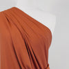 Fuji - Dark Amber Bamboo and Elastane Rib Knit Fabric Mannequin Close Up Image from Patternsandplains.com