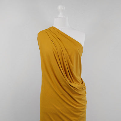 Fuji - Gold Bamboo and Elastane Rib Knit Fabric Mannequin Wide Image from Patternsandplains.com